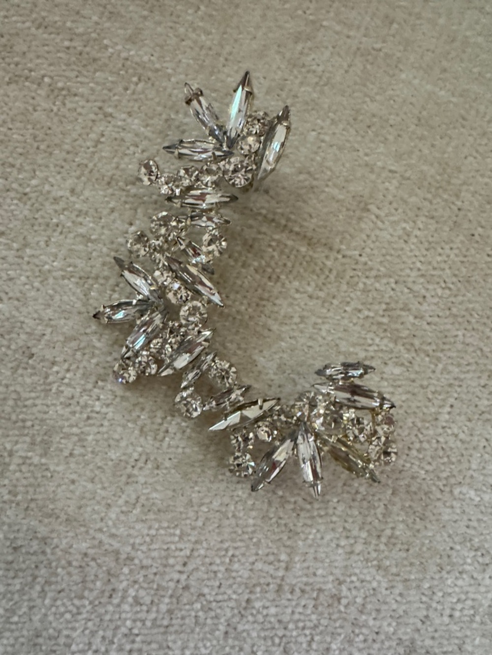Crystal Marquise Ear Cuff - Silver Tone